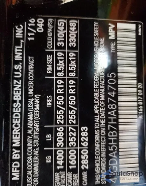 2017 Mercedes-Benz Gle 350 4Matic из США, поврежденный, VIN 4JGDA5HB7HA874705